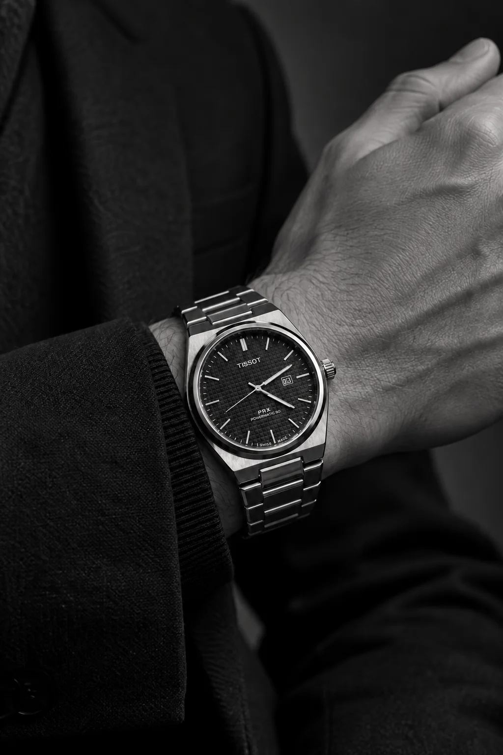 Classic Black Dial Silver Bracelet Watch, view 2