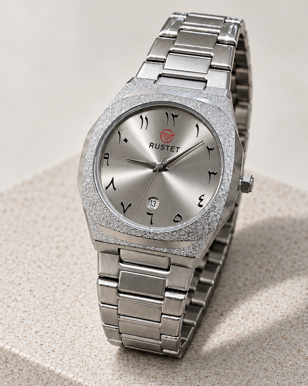 Rustet Silver Arabic Dial Watch